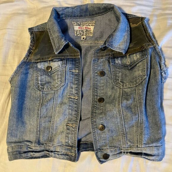 Hot Kiss Jackets & Blazers - Hot Kiss Faded Blue Denim Vest